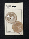 Button Plastic Set of 2 in 3 Sizes Vintage - "Frosted Tan"