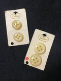 Button Plastic Set of 2  in 2 Sizes Vintage - Pearlescent Cream