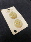 Button Plastic Set of 2  in 2 Sizes Vintage - Pearlescent Cream