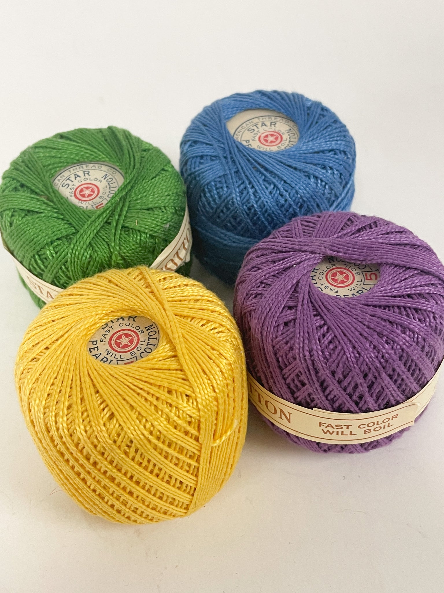 Cotton Pearl Size 5 Bundle - Yellow, Green, Blue and Purple