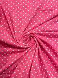 1 YD Cotton Knit - Hot Pink with White Dots