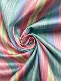Cotton Moiré and Sold Printed Stripes Vintage - Pinks, Greens, Yellow and Blues