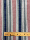 2 3/4 YD Cotton/Poly  Seersucker Yarn-Dyed Stripe Vintage - Mauve, Grays, and Blue