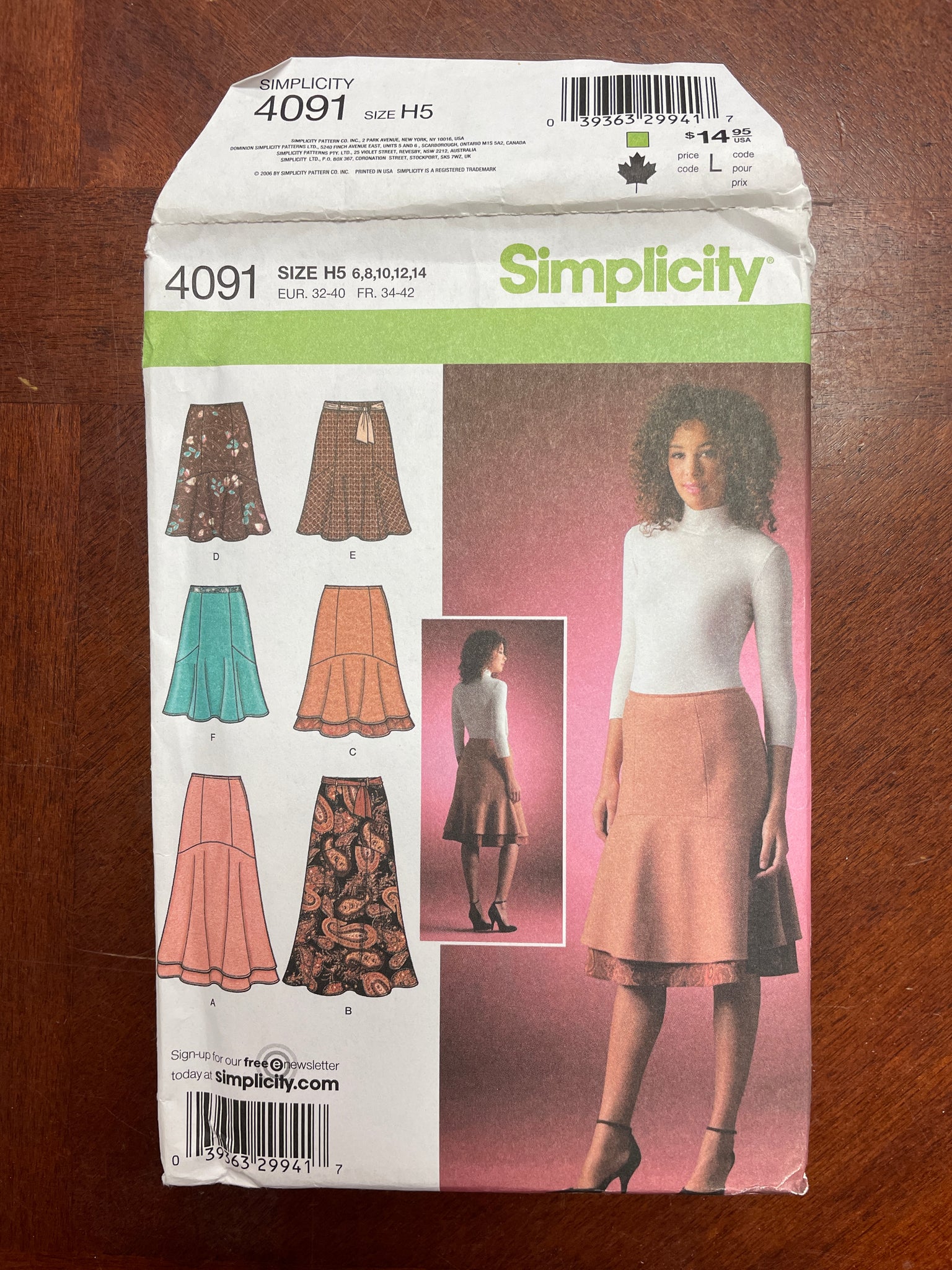 2006 Simplicity 4091 Pattern - Skirt