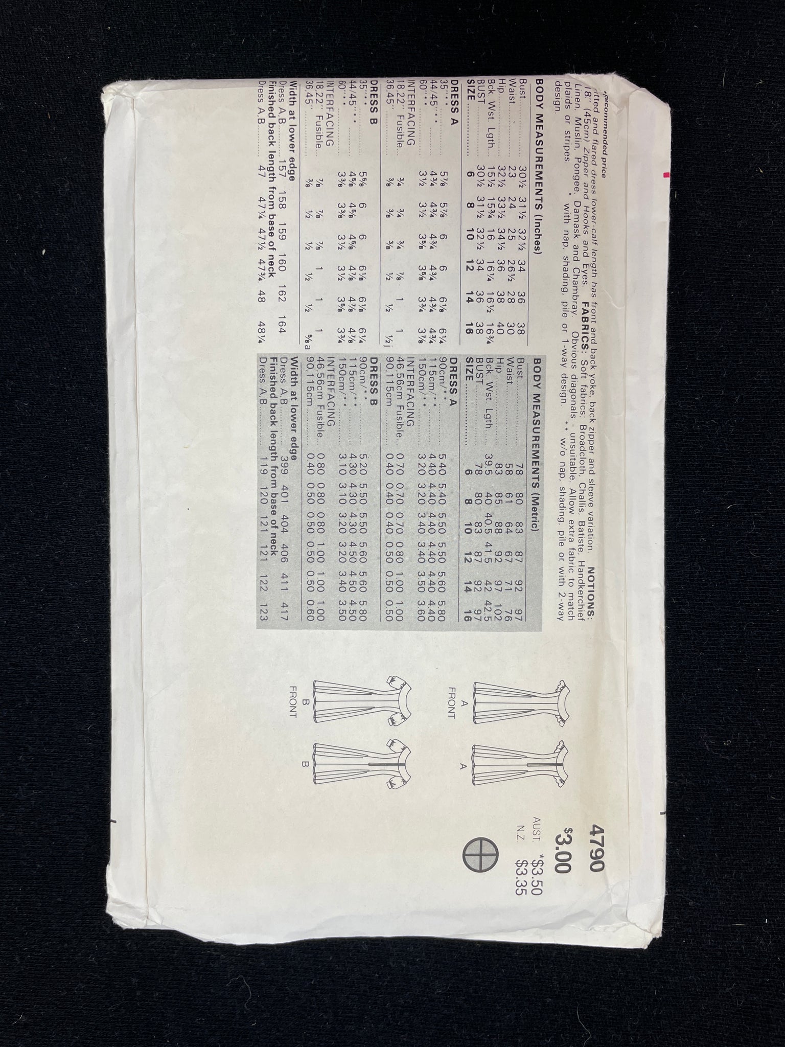 1980's Butterick 4790 Sewing Pattern - Dress FACTORY FOLDED