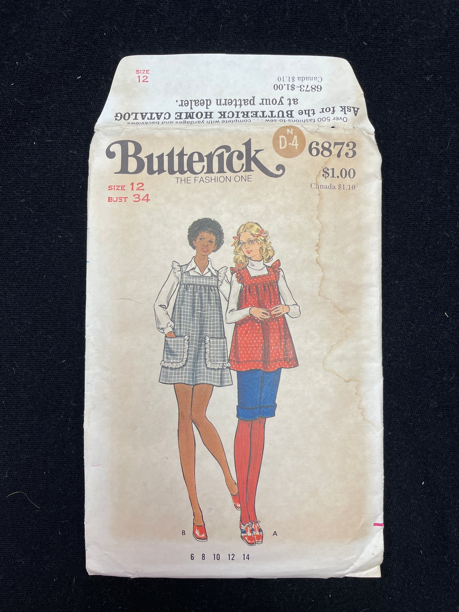 1970's Butterick 6873 Sewing Pattern - Smock FACTORY FOLDED