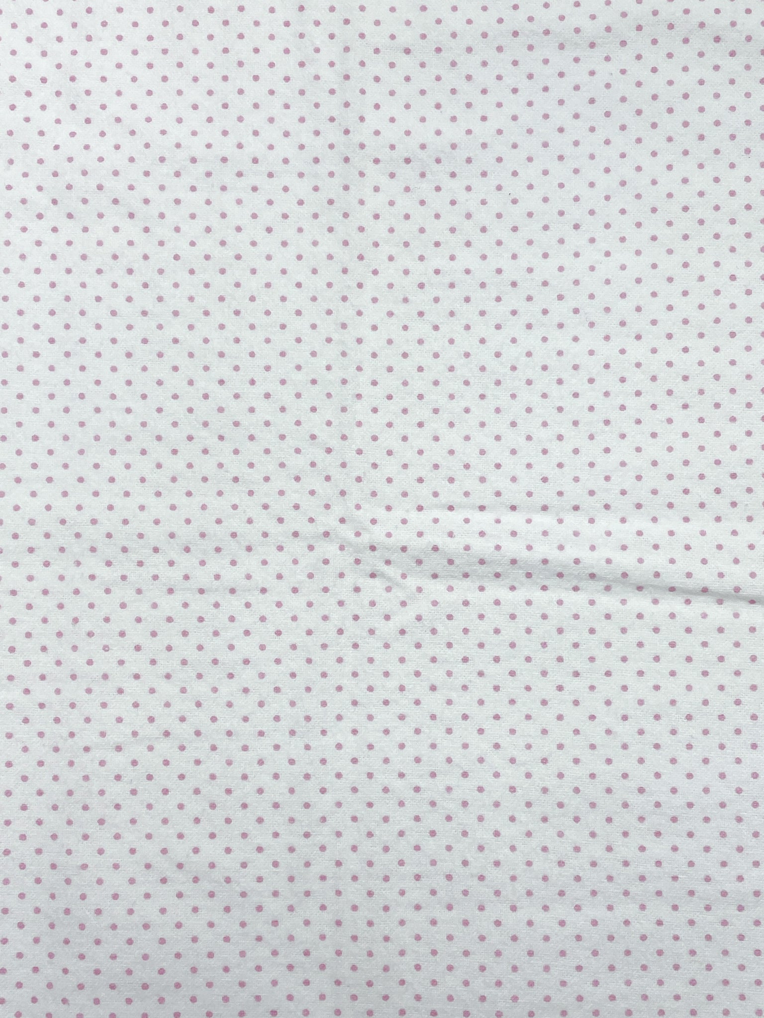 Cotton Flannel - White with Pink Polka Dots