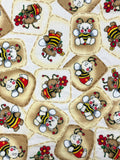 1 1/4 YD Cotton Flannel - Teddy Bears Dressed Up As Bees