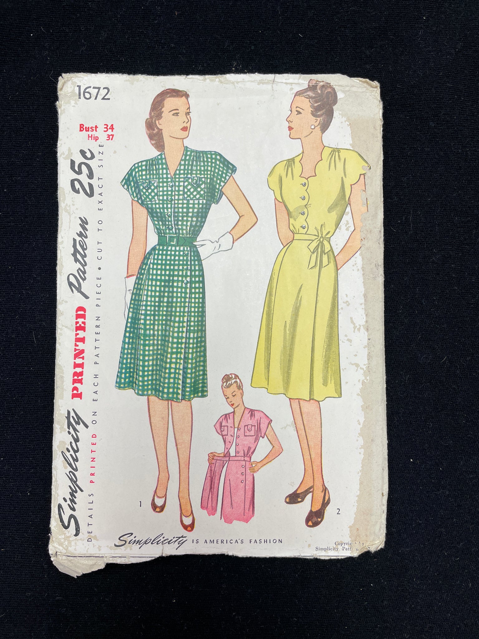 1946 Simplicity 1672 Sewing Pattern - Wrap Dress FACTORY FOLDED