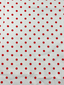 2 1/2 YD Cotton/Poly Batiste - White with Red Polka Dots