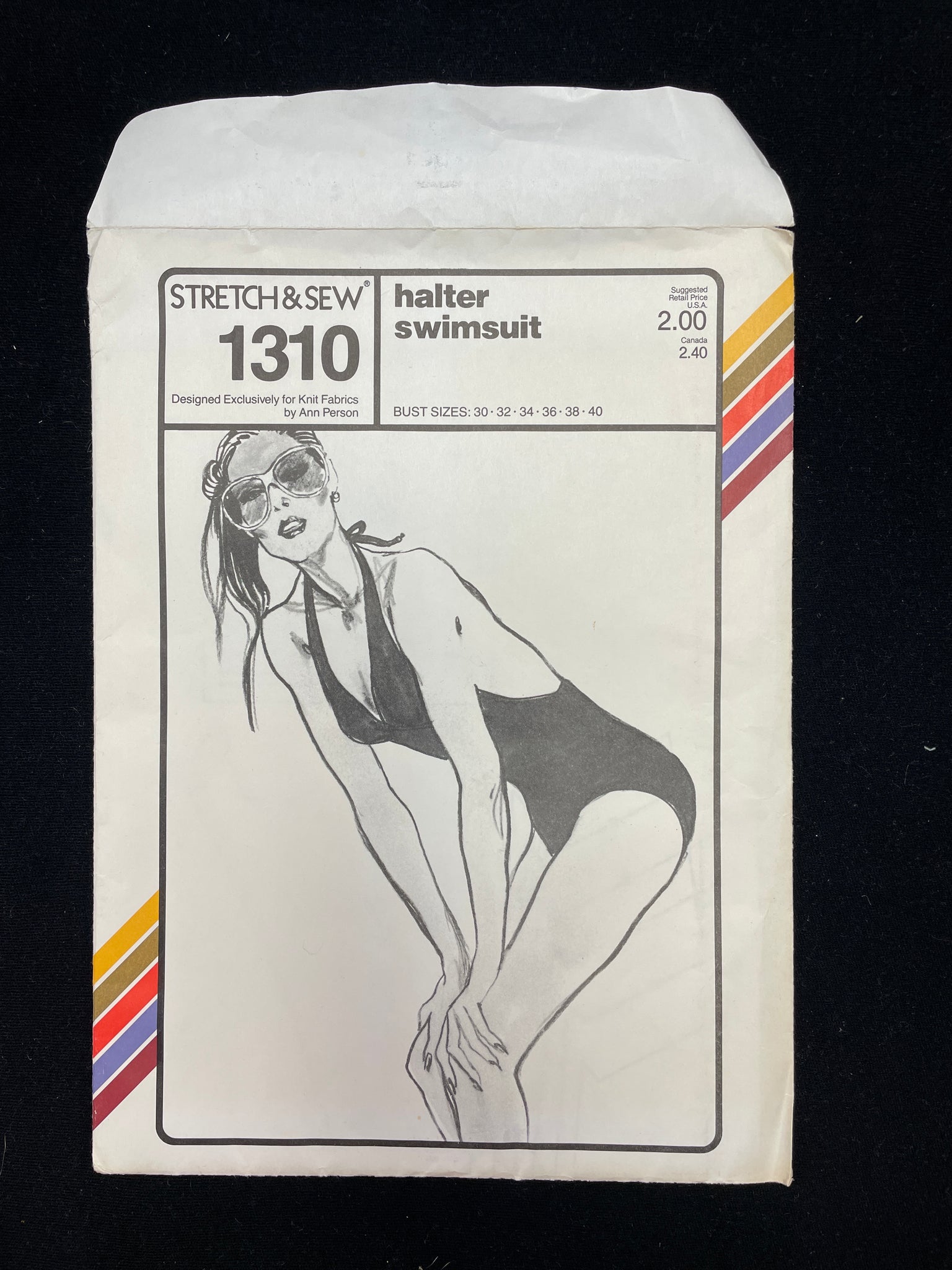 1980 Stretch & Sew 1310 Sewing Pattern - Halter Swimsuit FACTORY FOLDED