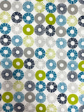 Cotton Flannel - Apple Green, Turquoise, Navy Blue, and Gray Circles on White