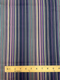 2 YD Polyester Stripes - Navy Blue, Tan, Orange, Aqua and Purple
