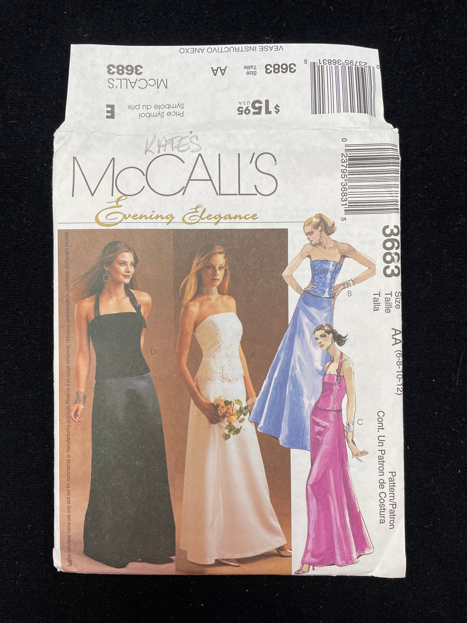 2002 McCall's 3683 Sewing Pattern - Bodice and Skirt FACTORY FOLDED