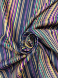 2 YD Polyester Stripes - Navy Blue, Tan, Orange, Aqua and Purple
