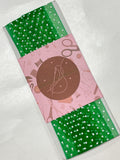 2 1/4 YD Nylon Organza Ribbon - Green with White Dots