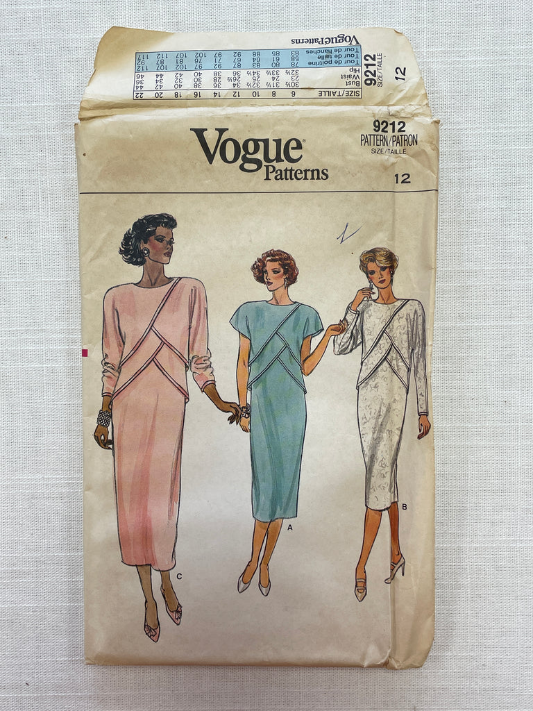 1985 Vogue 9212 Pattern - Dress FACTORY FOLDED