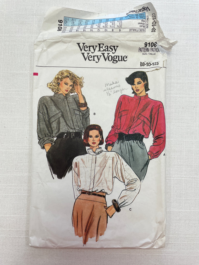 1980's Vogue 9108 Pattern - Blouse