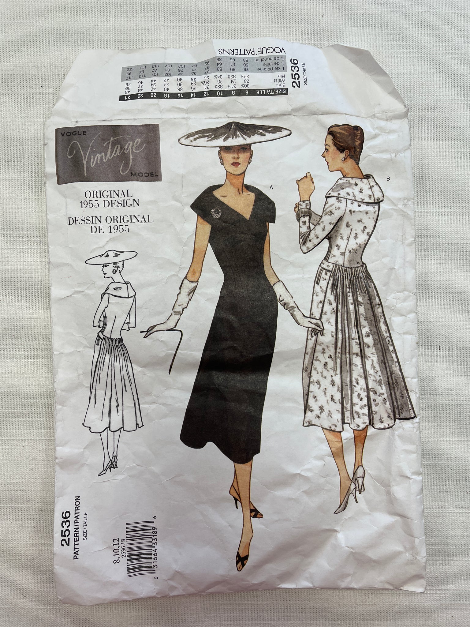 1955 Reproduction Vogue 2536 Pattern - Dress
