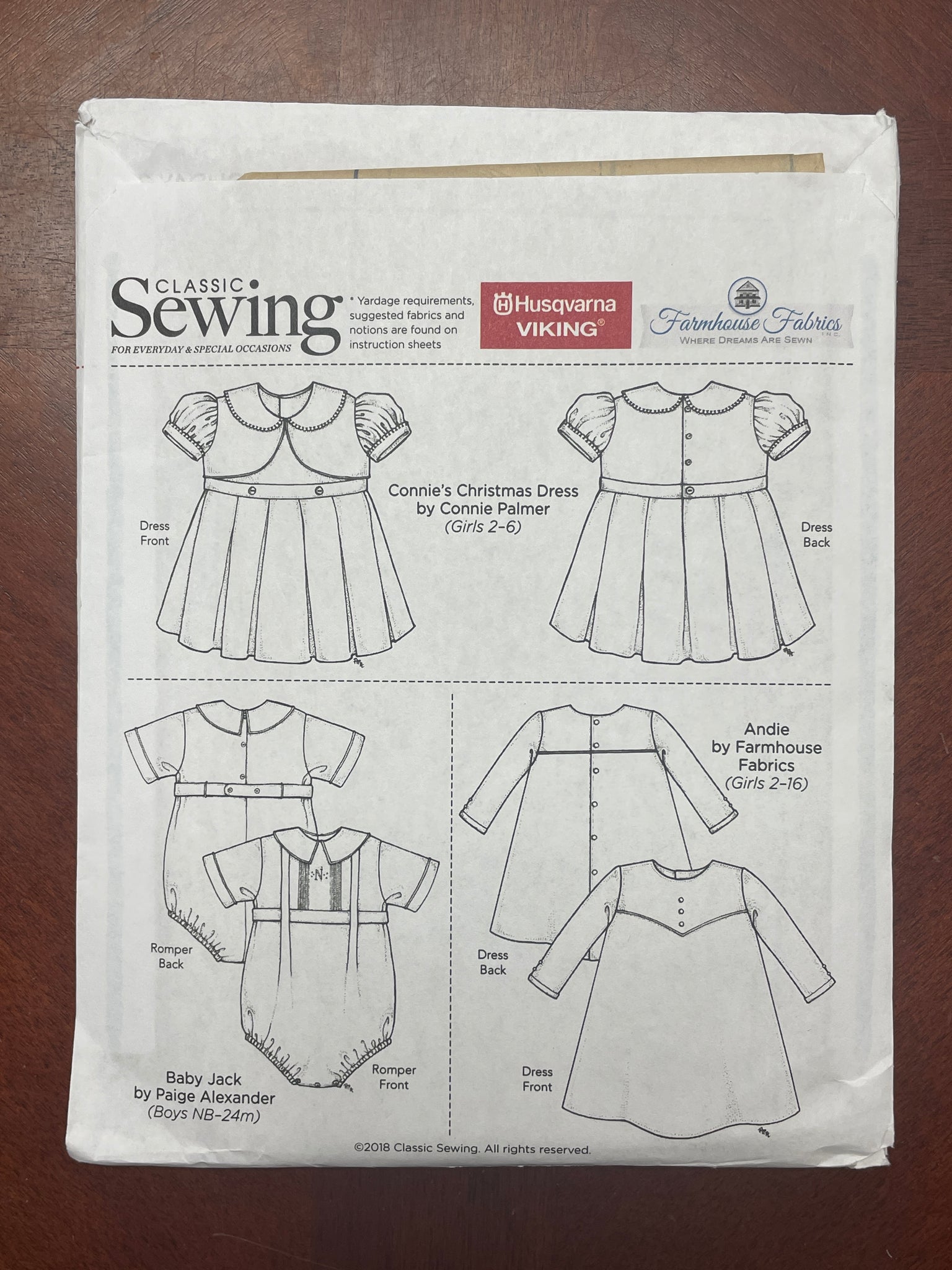 2018 Classic Sewing Holiday 2018 Pattern - Dresses and Romper FACTORY FOLDED