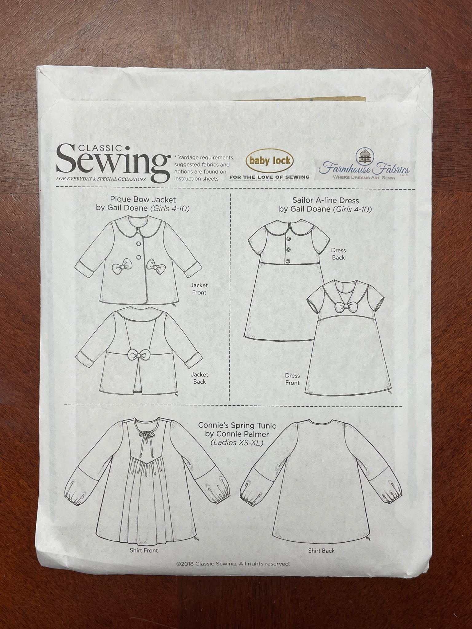 2018 Classic Sewing Spring 2018 Pattern - Childs Dress, Tunic and Jacket FACTORY FOLDED