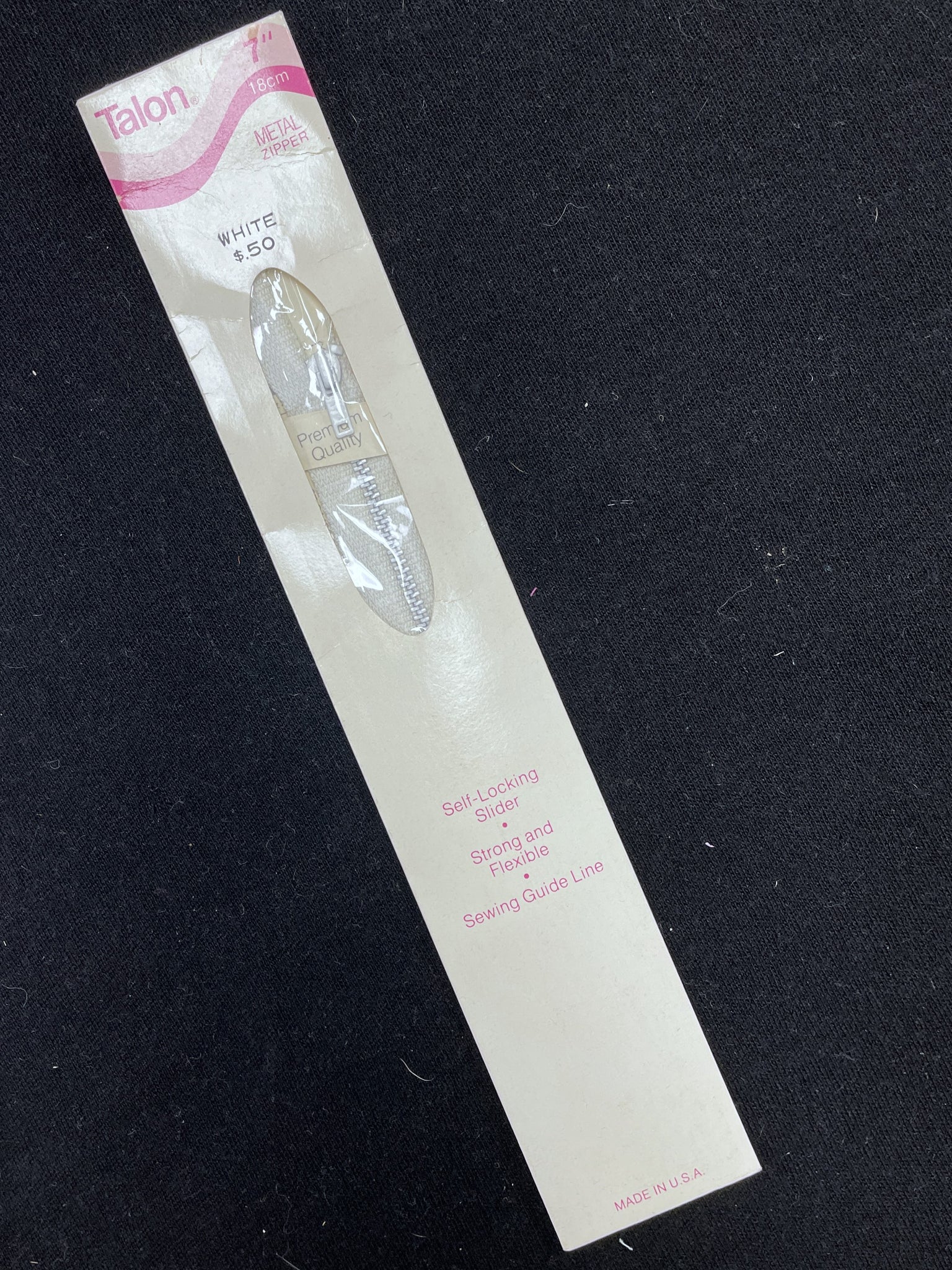 Zipper 7" Metal Teeth Vintage - White