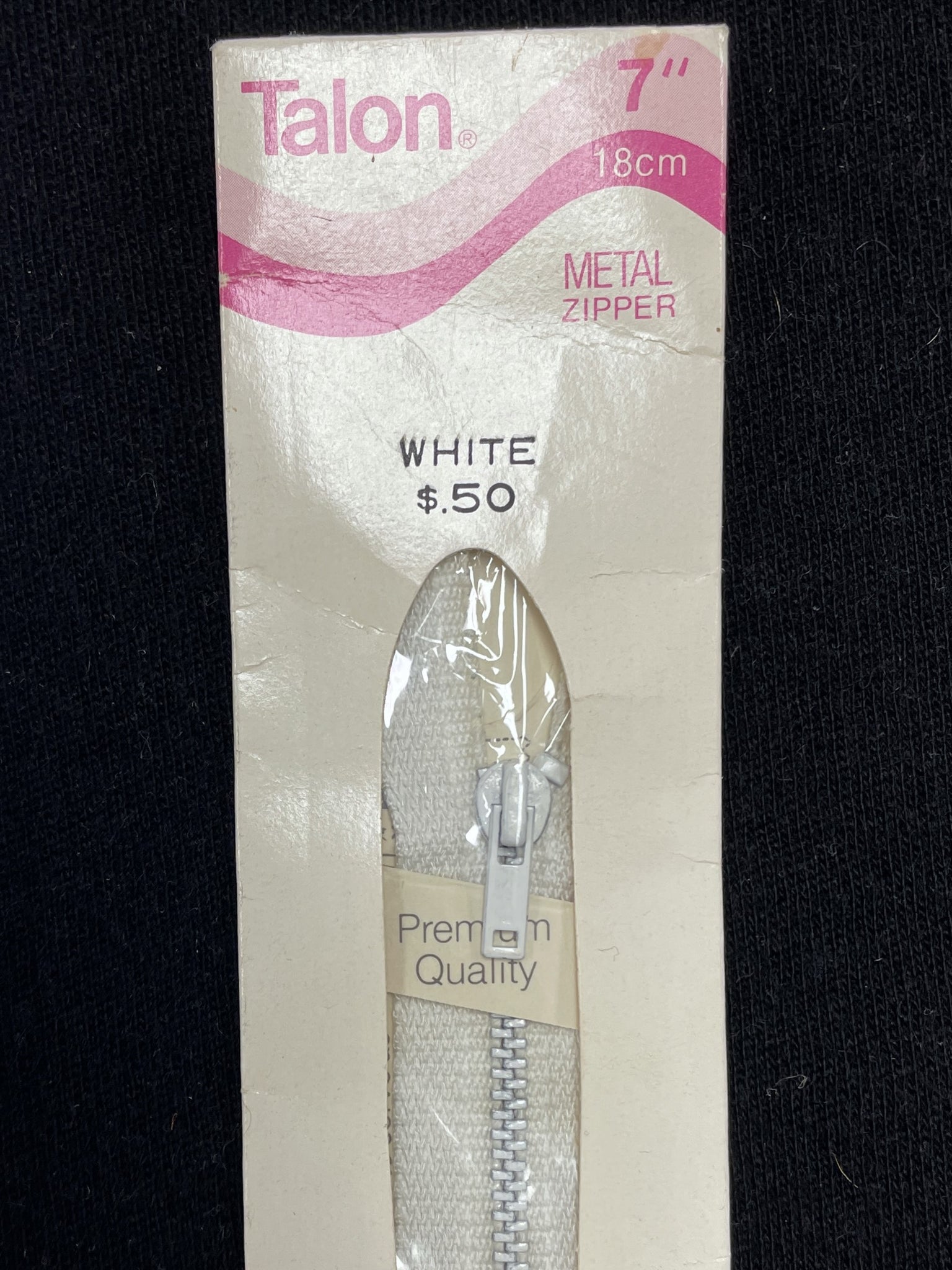 Zipper 7" Metal Teeth Vintage - White