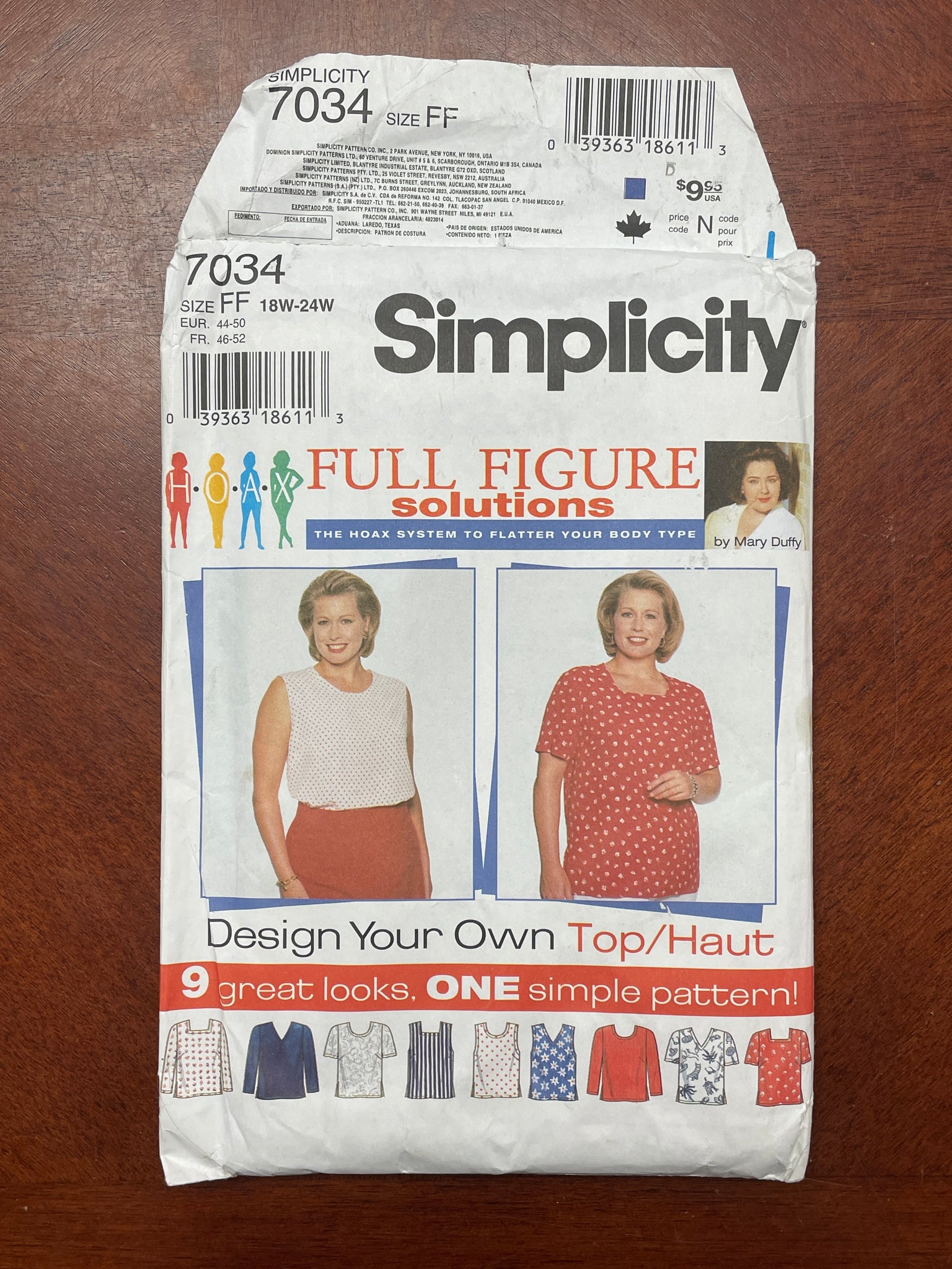 1995 Simplicity 7034 Pattern - Tops FACTORY FOLDED