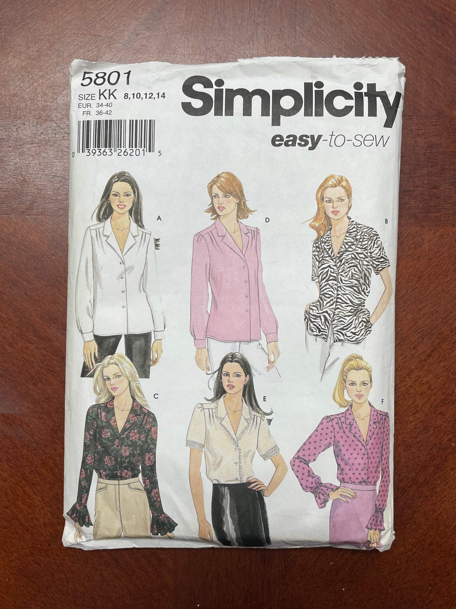 2002 Simplicity 5801 Pattern - Blouses FACTORY FOLDED