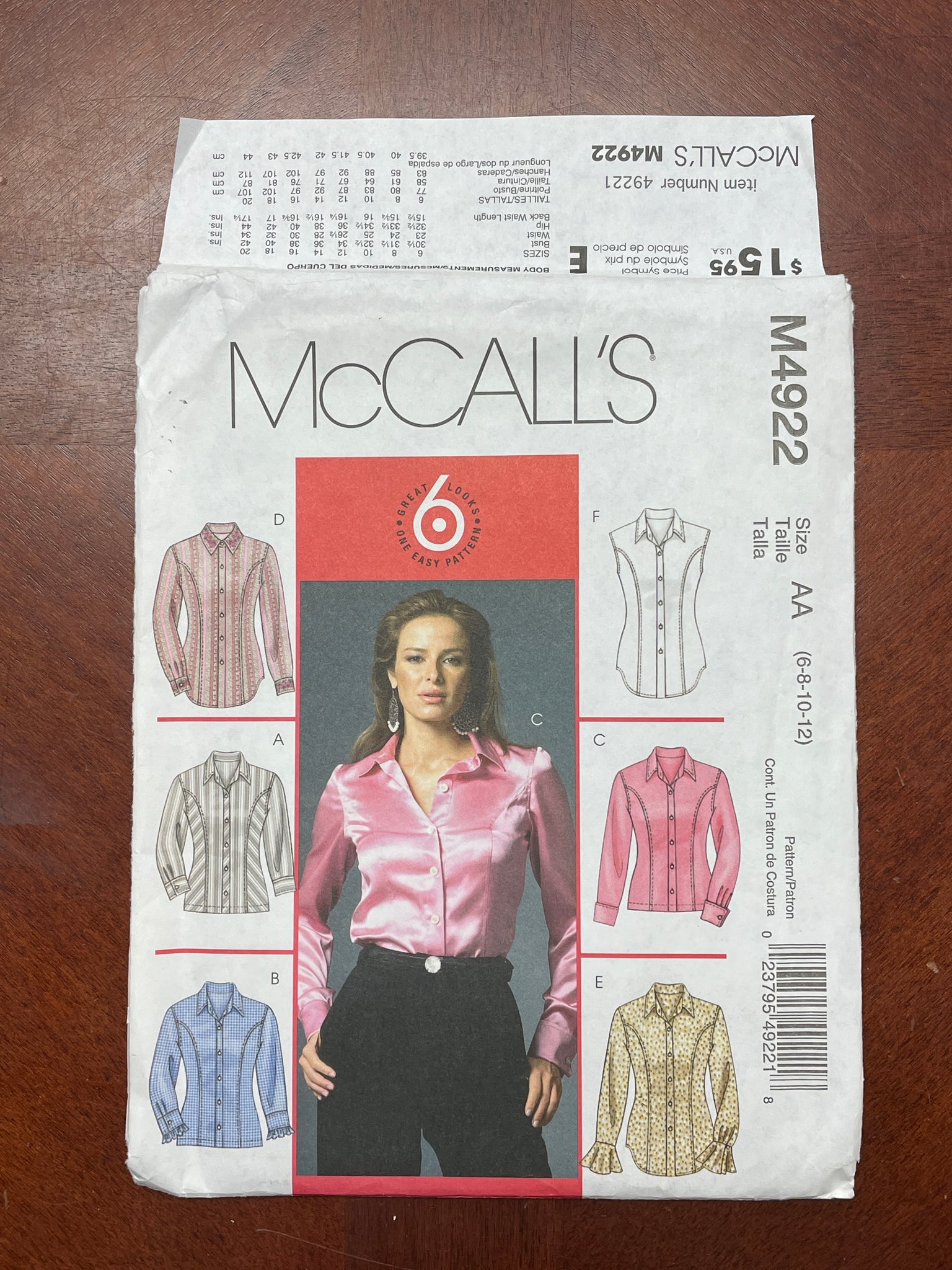 2005 McCall's 4922 Pattern - Blouses FACTORY FOLDED