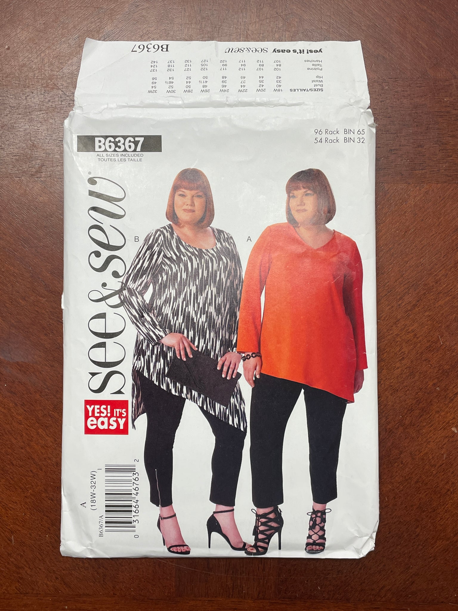 2016 See & Sew 6367 Pattern - Tunic FACTORY FOLDED