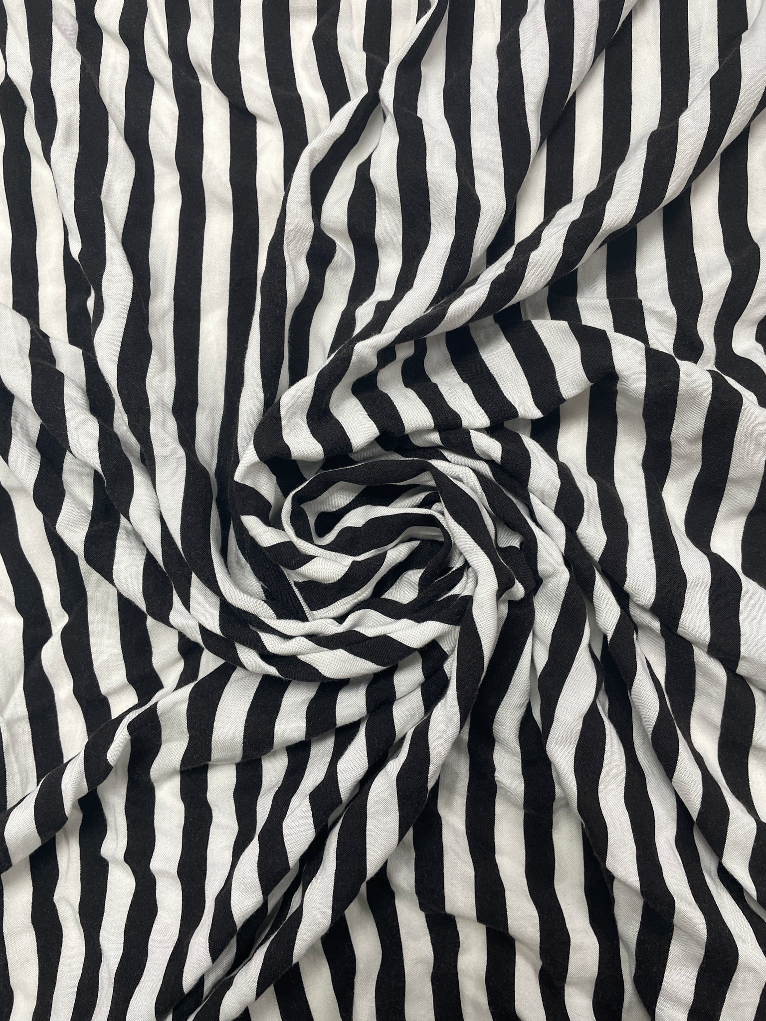 Rayon Printed Stripes - Black and White