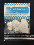 Button Plastic Bundle - White Hearts, White and Clear Round and White Ribbon Roses