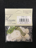 Button Plastic Bundle - White Hearts, White and Clear Round and White Ribbon Roses