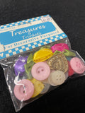 Button Plastic and Ribbon Rose Bundle - Various Colors