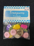 Button Plastic and Ribbon Rose Bundle - Various Colors
