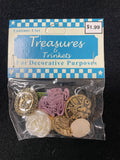 Button Plastic Bundle - Pearlescent White Rose, Gold Metallics and a Mauve Ribbon Rose