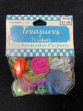 Button Plastic and Ribbon Rose Bundle - Various Colors