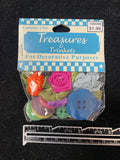 Button Plastic and Ribbon Rose Bundle - Various Colors