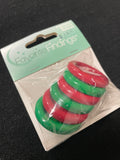 Button Plastic Set of 6 - Red and Green