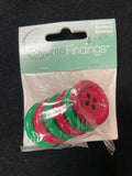 Button Plastic Set of 6 - Red and Green