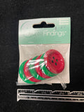 Button Plastic Set of 6 - Red and Green