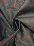 3 1/8+ YD Cotton - Black with Tiny Red Fleur-De-Lis