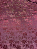 Polyester and Iridescent Faille Floral Brocade - Deep Red and Iridescent