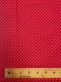 1 3/8 YD Quilting Cotton - Red with Pink Hearts and Dots Lattice