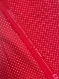 1 3/8 YD Quilting Cotton - Red with Pink Hearts and Dots Lattice