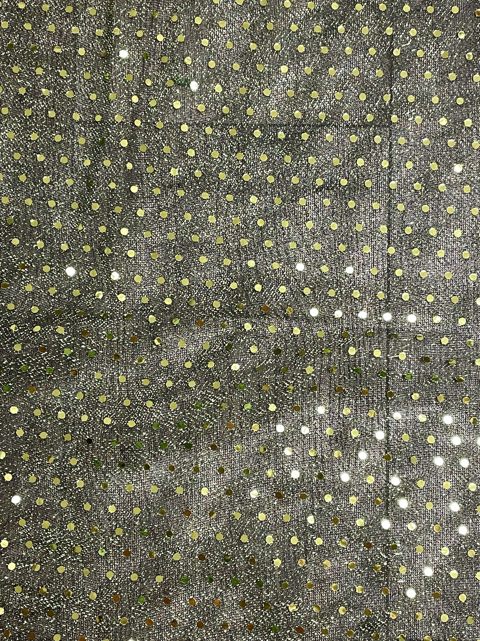 4 3/8 YD Polyester Knit Lurex with Confetti Dot - Green and Black with Green Dots