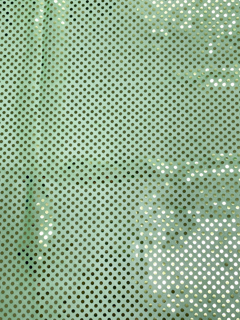 Polyester Knit Lurex with Confetti Dot - Bright Green with Green Dots