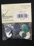 Button Plastic Bundle - White, Navy Blue and Green