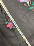 1980 4 YD Nylon Tricot Knit Vintage - Two Wide Floral Borders and Flowers in the Center of Black